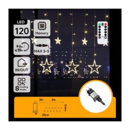 Aigostar - LED ghirlandă de Crăciun pentru exterior 120xLED/6W/230V/8 funcții 3x0,6m IP44 alb cald + telecomandă