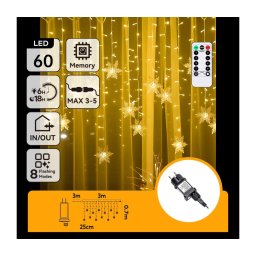 Aigostar - ghirlandă LED de exterior pentru Crăciun 120xLED/6W/230V/8 funcții 3x0,7m IP44 alb cald + telecomandă