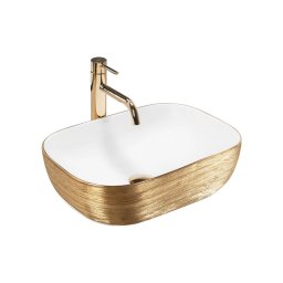 REA-U7422 - Lavoar pentru blat BELINDA 33x46,5 cm ceramică/alb/auriu