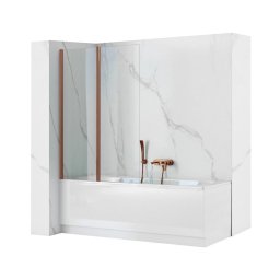 REA-W5696 - Paravan de cadă pliabil AGAT, 140 x 80 cm, cupru periat / transparent
