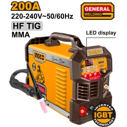 Aparat de Sudura INGCO Invertor TIG MMA 200A cu Afisaj LCD, Pulse Spot, IGBT