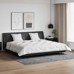Pilota de iarna 200x200 cm cu 2 perne, microfibra alba, vidaXL