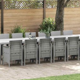 Set de masa de gradina cu perne cu perna 17 pcs Gri deschis PP GartenMobel Dekor