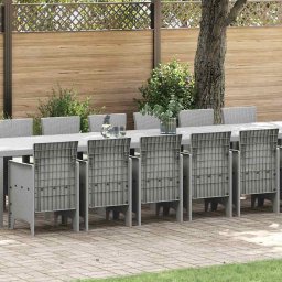 Set de masa de gradina cu perne cu perna 17 pcs Gri deschis PP GartenMobel Dekor