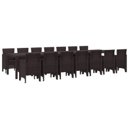 Set de masa de gradina cu perne cu perna 15 pcs Maro PP GartenMobel Dekor