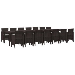 Set de masa de gradina cu perne cu perna 15 pcs Maro PP GartenMobel Dekor
