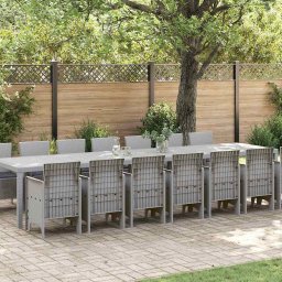 Set de masa de gradina cu perne cu perna 15 pcs Gri deschis PP GartenMobel Dekor