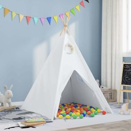 Cort Teepee Alb 120 x 120 x 150 cm Tesatura si Plastic GartenMobel Dekor