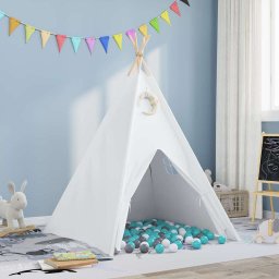 Cort Teepee Alb 120 x 120 x 150 cm Tesatura si Plastic GartenMobel Dekor