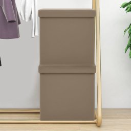 Taburete cu depozitare pliabile, 2 buc., cappuccino, PVC GartenMobel Dekor