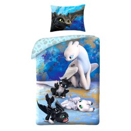 Lenjerie de pat cu 2 piese Cum să-ţi dresezi dragonul - Light fury şi puii săi