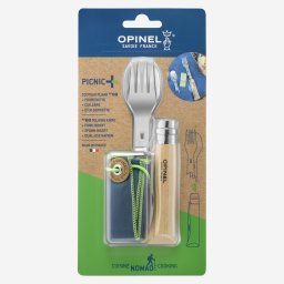Set Picnic Plus Opinel cu cuțit N°8, furculiță, cuțit, husă prosop