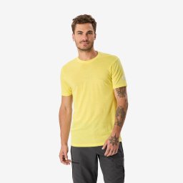 Tricou trekking, cu lână merinos, Merino Fresh galben, bărbați