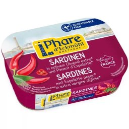 Sardine in Ulei BIO de Masline Extravirgin cu Ardei Espelette - Phare - 135 grame