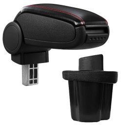 Cotieră pentru Hyundai Accent 3 III (11.2005-11.2010) negru piele ecologica cu cusatura rosie