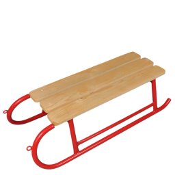 Sanie clasica din lemn si metal pentru copii rosu
