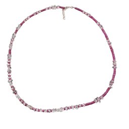 Colier cu discuri de Rubin, Diamant Herkier si argint 925