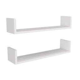 Set 2 rafturi perete 63x14.5x14.5 cm, PAL melamina 100%, grosime 18mm, stil scandinav, alb - Verificat A · Re-Bloom