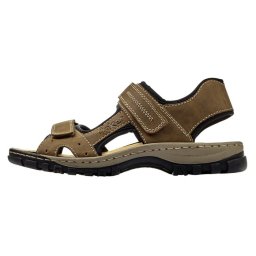 Sandale barbati, Rieker, 25084-24-Maro, sport, piele ecologica, cu talpa joasa, maro (Marime: 41)
