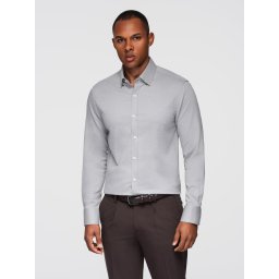 Ombre Men's SLIM FIT shirt in decorative fabric - gray