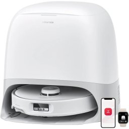 Aspirator Qrevo Curv RSD0712CE cu statie de incarcare, 18500 pa, aspirator, mop si statie inteligenta cu golire automata, 66W, Lidar, baterie 5200mAh, AdaptLift, asistent vocal, mop rotativ, alb