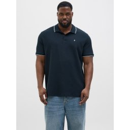 Jack & Jones Plus Tricou polo barbati big sizes, cu logo, Regular fit, Bleumarin inchis (SELECTATI MARIMEA: 6XL)
