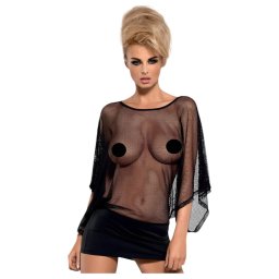 Obsessive - Rochie mini transparentă și tanga - negru