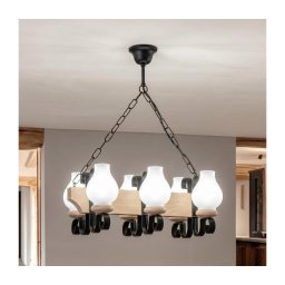 Brilagi - Candelabru cu lanț QUEEN, 6 x E14, 40 W, 230 V, stejar
