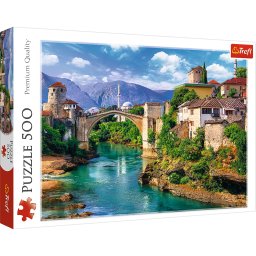 Puzzle Trefl 500 piese cu Podul Vechi din Mostar, Bosnia