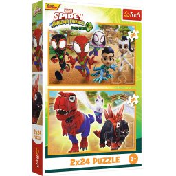 Puzzle Trefl 2x24 piese Spidey si prietenii sai uimitori Dino-Webs