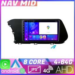 Navigatie dedicata Hyundai i20 2020 cu Android 12, 4GB RAM, 64GB si CarPlay