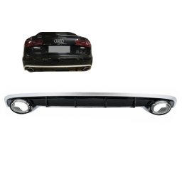 Difuzor bara spate cu ornamente evacuare pentru Audi A6 4G Facelift RS6 Design