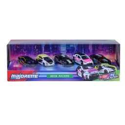 Set 5 masinute metalice Majorette Neon Racers, 7,5 cm