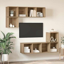 Set comoda TV Pe perete 4 pcs Stejar Artizanal Lemn compozit GartenMobel Dekor