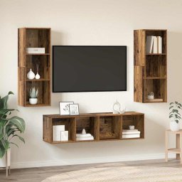 Set comoda TV Pe perete 3 pcs Lemn Vechi Lemn compozit GartenMobel Dekor