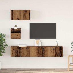 Set comoda TV Pe perete 3 pcs Lemn Vechi Lemn compozit GartenMobel Dekor