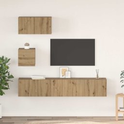 Set comoda TV Pe perete 3 pcs Stejar Artizanal Lemn compozit GartenMobel Dekor