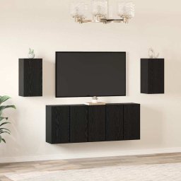 Set comoda TV Pe perete 7 pcs Stejar Negru 30,5 x 30 x 60 cm GartenMobel Dekor