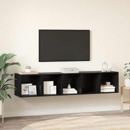 Set dulap TV Pe perete 2 pcs Stejar Negru Lemn compozit GartenMobel Dekor