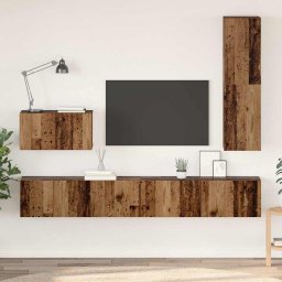 Dulap pentru TV pe Perete 4 pcs Lemn Vechi Lemn compozit GartenMobel Dekor