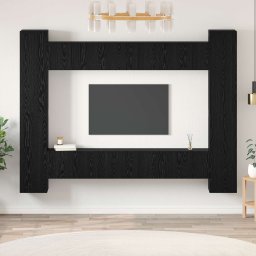 Set comoda TV Pe perete 10 pcs Stejar Negru 30,5 x 30 x 90 cm GartenMobel Dekor