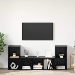 Set comoda TV Pe perete 3 pcs Negru Lemn compozit GartenMobel Dekor