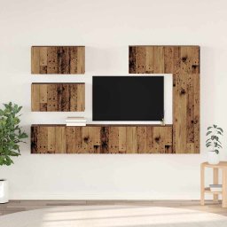 Set comoda TV Pe perete 6 pcs Lemn Vechi Lemn compozit GartenMobel Dekor
