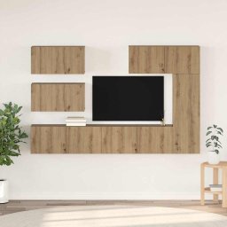 Set comoda TV Pe perete 6 pcs Stejar Artizanal Lemn compozit GartenMobel Dekor