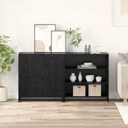 Bufet 2 pcs Stejar Negru 70 x 41 x 75 cm Lemn compozit GartenMobel Dekor