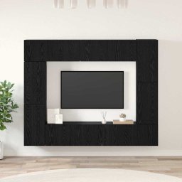 Set comoda TV Pe perete 8 pcs Stejar Negru Lemn compozit GartenMobel Dekor