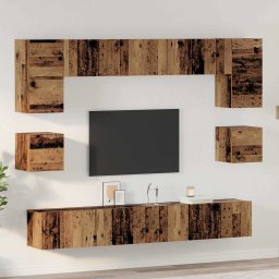 Set comoda TV Pe perete 8 pcs Lemn Vechi Lemn compozit GartenMobel Dekor