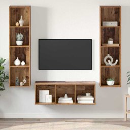 Set comoda TV Pe perete 3 pcs Lemn Vechi Lemn compozit GartenMobel Dekor