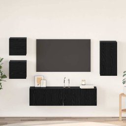 Set comoda TV Pe perete 5 pcs Stejar Negru Lemn compozit GartenMobel Dekor