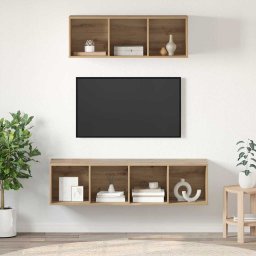 Set comoda TV Pe perete 2 pcs Stejar Artizanal Lemn compozit GartenMobel Dekor
